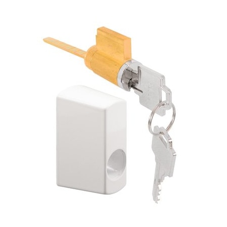 Prime-Line Sliding Door Keyed Locking Unit in White Diecast, 1-3/4 in. Hole Centers (Single Pack) E 2145